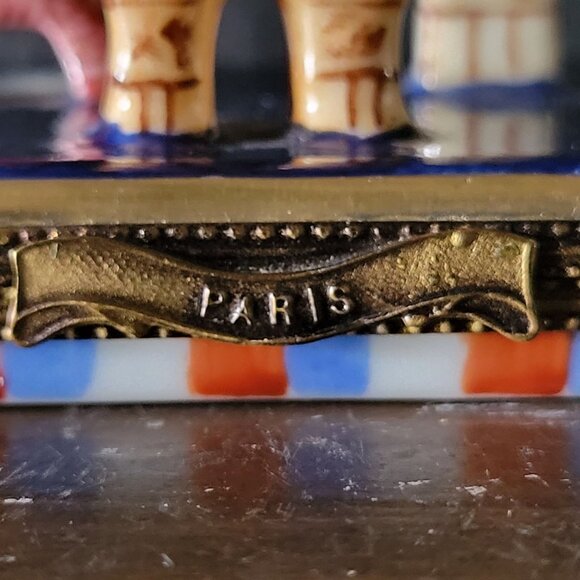 Vtg Limoges Trinket Box Paris Landmarks, Paris Olympics, Peint Main 6/50 c. 2001 - Picture 4 of 10